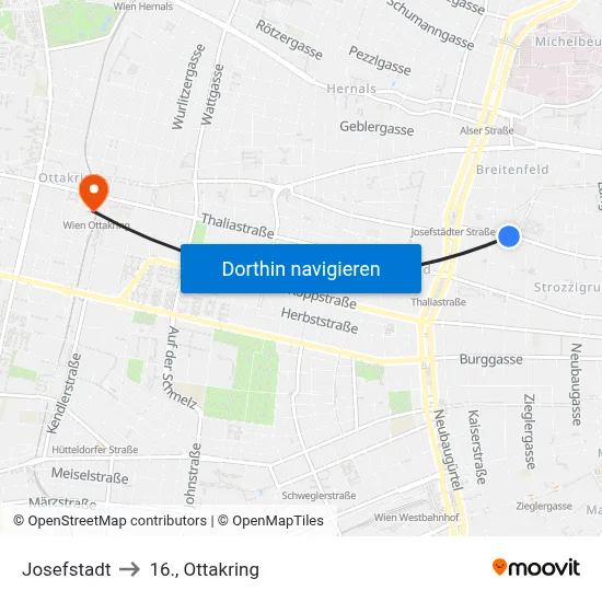 Josefstadt to 16., Ottakring map