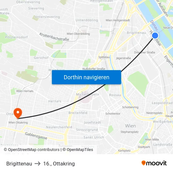 Brigittenau to 16., Ottakring map