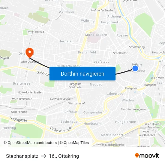 Stephansplatz to 16., Ottakring map