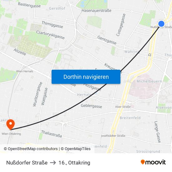 Nußdorfer Straße to 16., Ottakring map