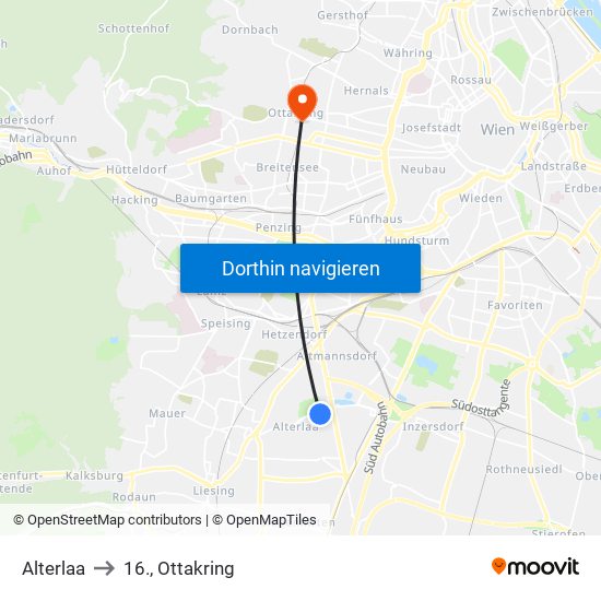 Alterlaa to 16., Ottakring map