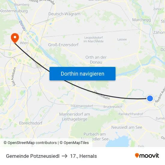 Gemeinde Potzneusiedl to 17., Hernals map