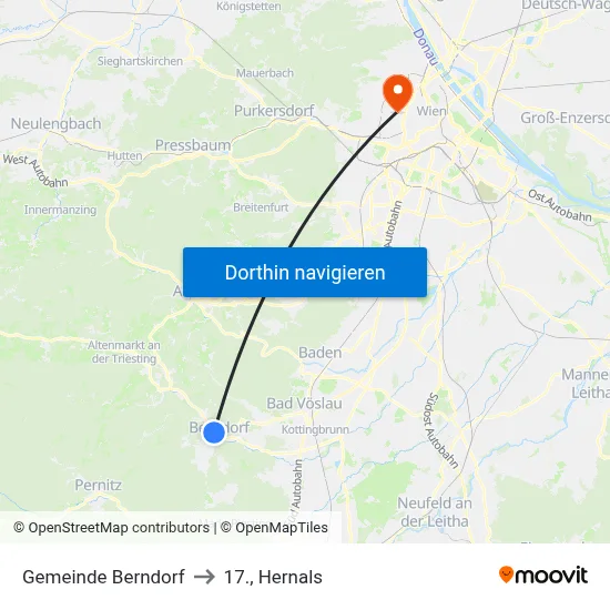 Gemeinde Berndorf to 17., Hernals map