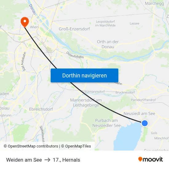 Weiden am See to 17., Hernals map