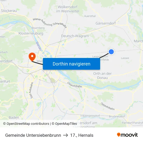 Gemeinde Untersiebenbrunn to 17., Hernals map