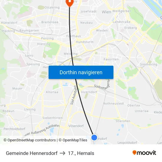 Gemeinde Hennersdorf to 17., Hernals map