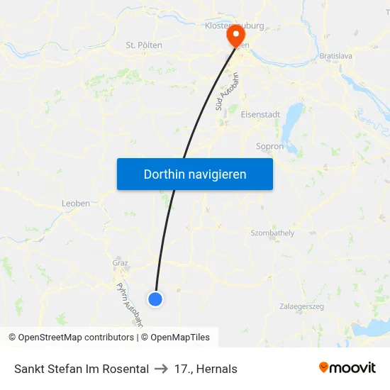 Sankt Stefan Im Rosental to 17., Hernals map