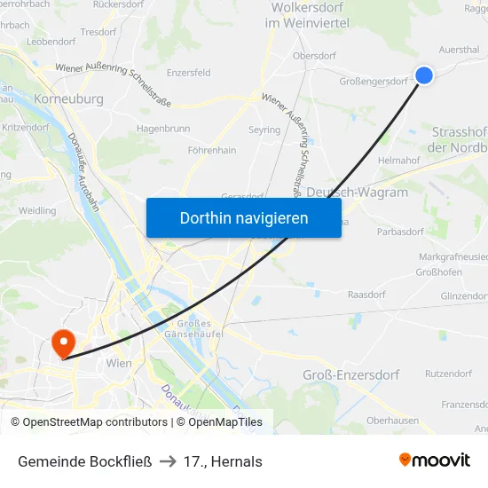 Gemeinde Bockfließ to 17., Hernals map