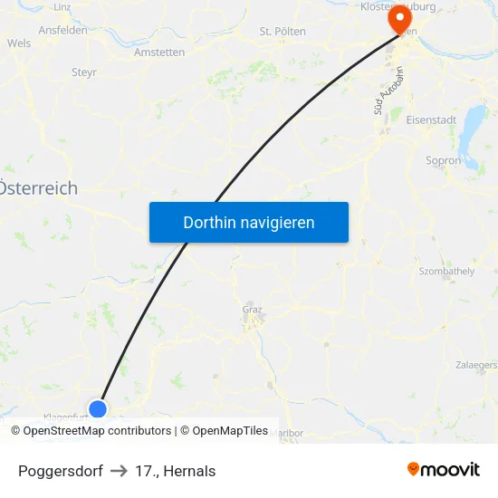 Poggersdorf to 17., Hernals map