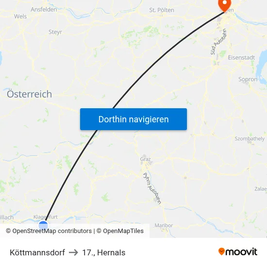 Köttmannsdorf to 17., Hernals map