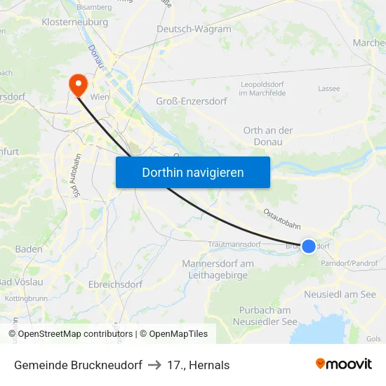 Gemeinde Bruckneudorf to 17., Hernals map