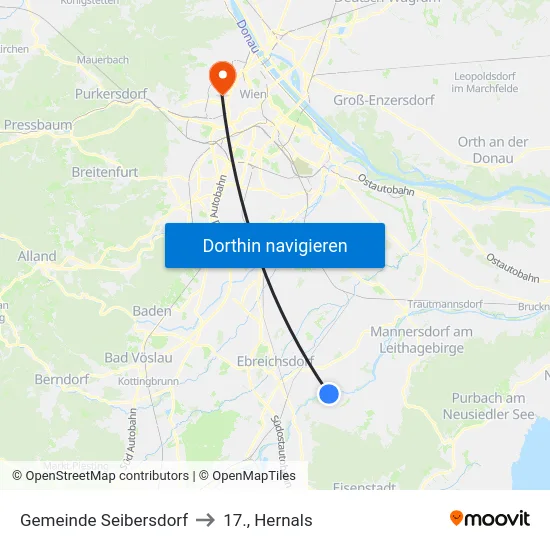 Gemeinde Seibersdorf to 17., Hernals map
