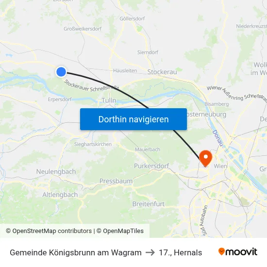 Gemeinde Königsbrunn am Wagram to 17., Hernals map
