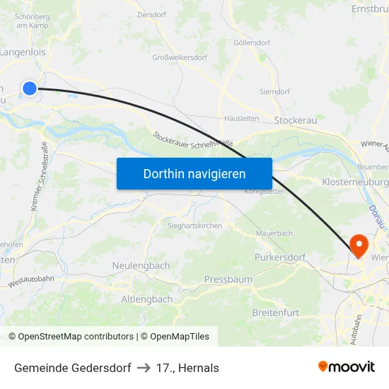 Gemeinde Gedersdorf to 17., Hernals map