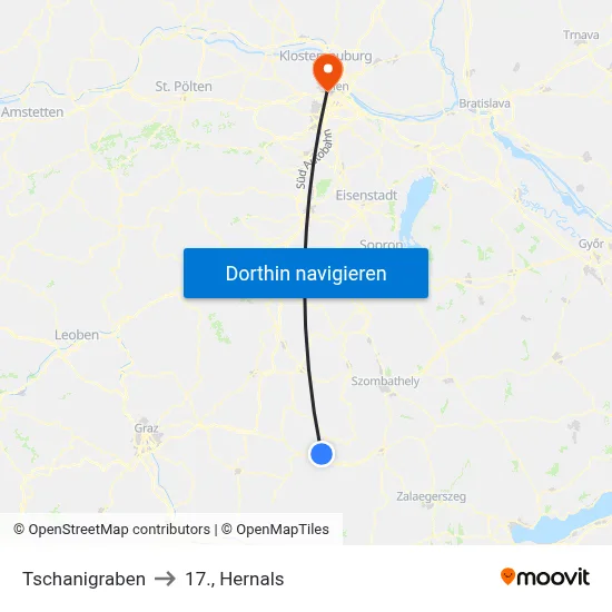 Tschanigraben to 17., Hernals map