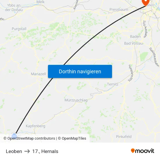 Leoben to 17., Hernals map