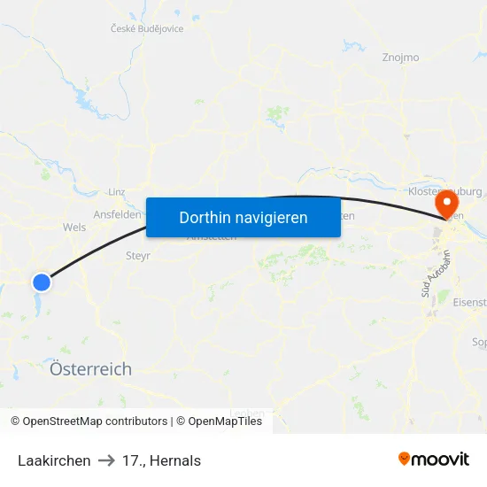 Laakirchen to 17., Hernals map