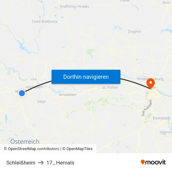 Schleißheim to 17., Hernals map