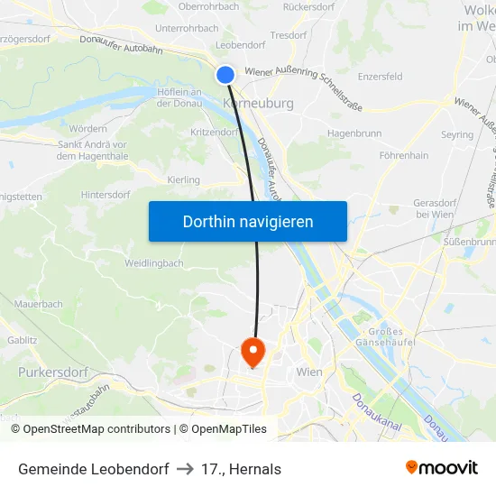 Gemeinde Leobendorf to 17., Hernals map