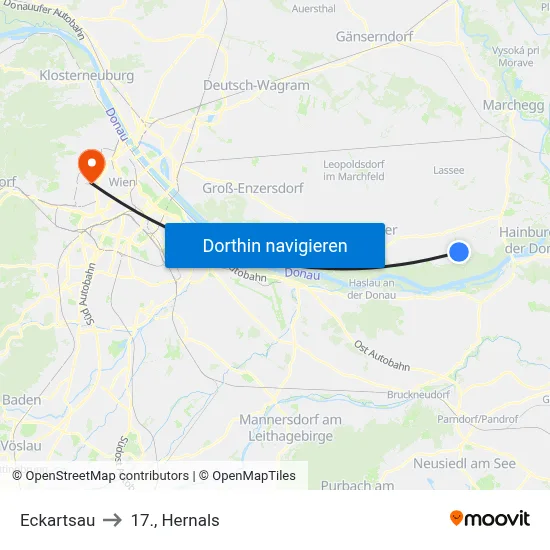 Eckartsau to 17., Hernals map