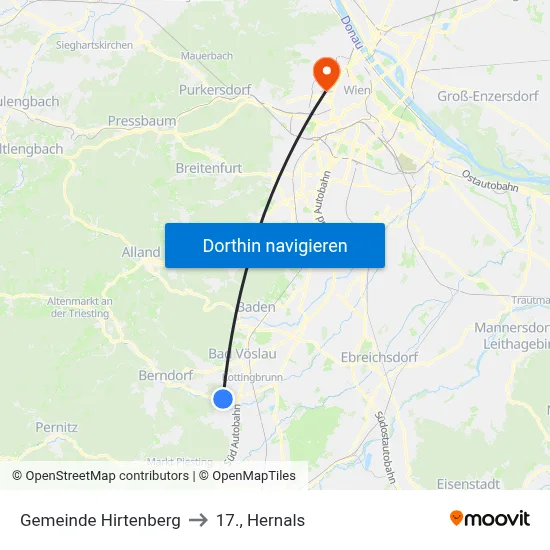 Gemeinde Hirtenberg to 17., Hernals map