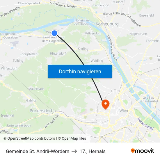 Gemeinde St. Andrä-Wördern to 17., Hernals map