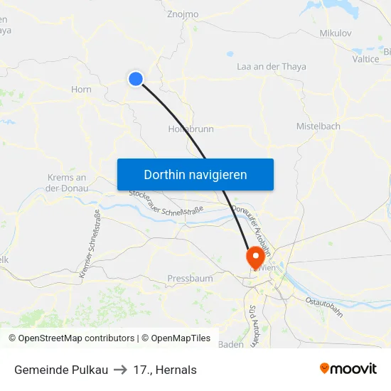 Gemeinde Pulkau to 17., Hernals map