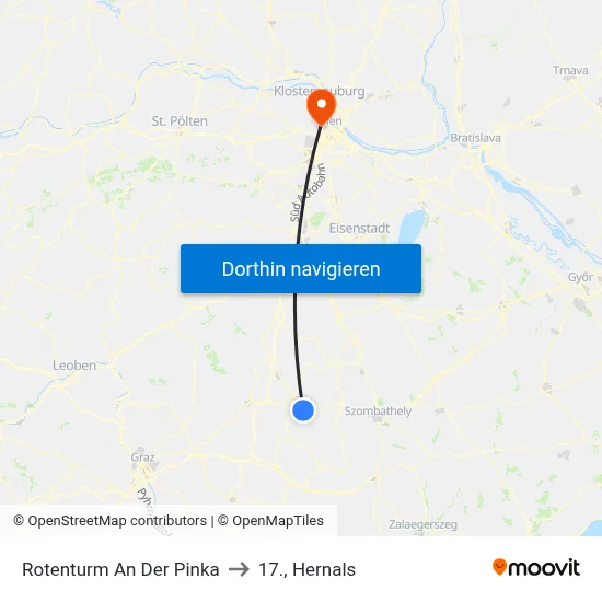 Rotenturm An Der Pinka to 17., Hernals map