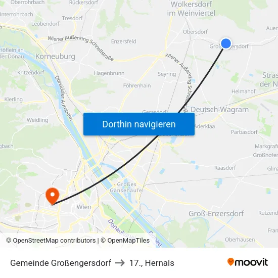 Gemeinde Großengersdorf to 17., Hernals map