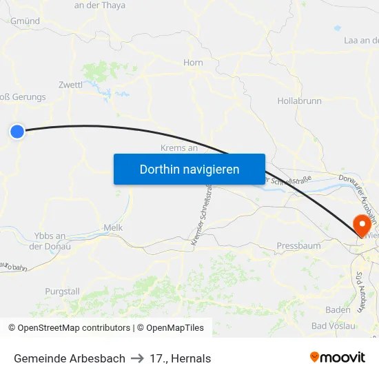 Gemeinde Arbesbach to 17., Hernals map