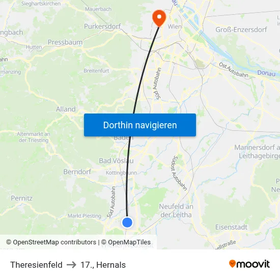 Theresienfeld to 17., Hernals map