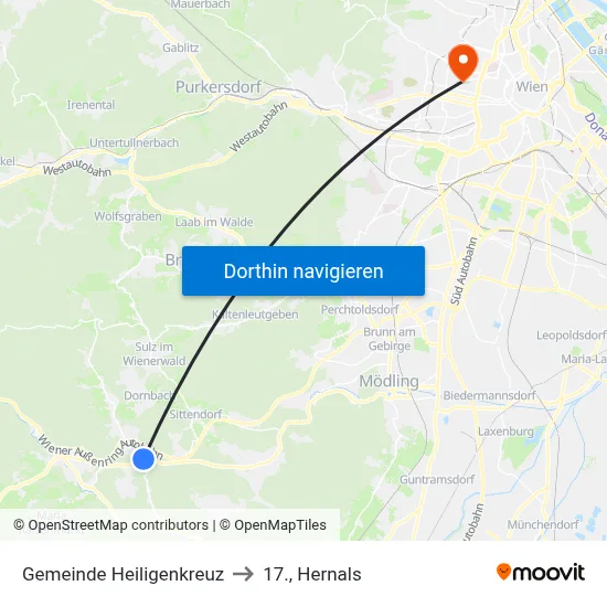 Gemeinde Heiligenkreuz to 17., Hernals map