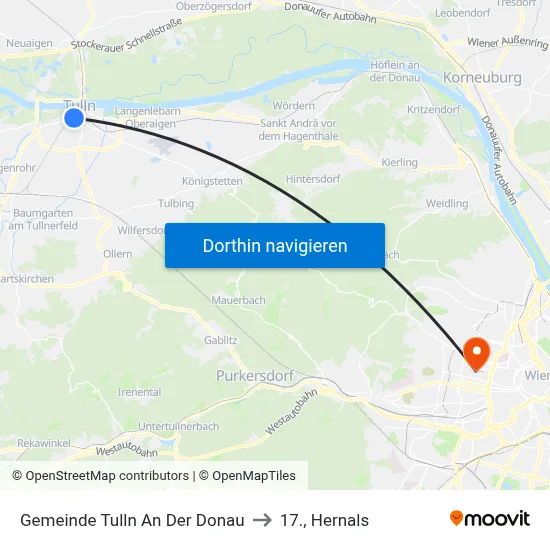 Gemeinde Tulln An Der Donau to 17., Hernals map