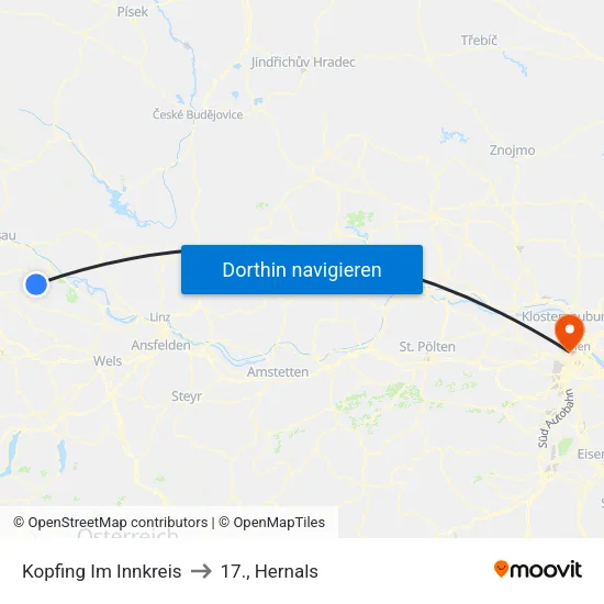 Kopfing Im Innkreis to 17., Hernals map