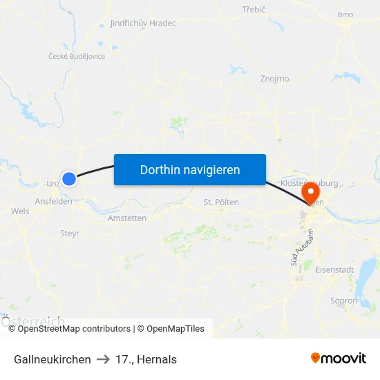 Gallneukirchen to 17., Hernals map