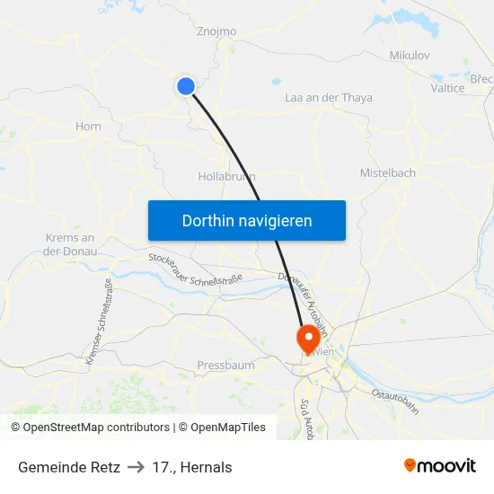 Gemeinde Retz to 17., Hernals map