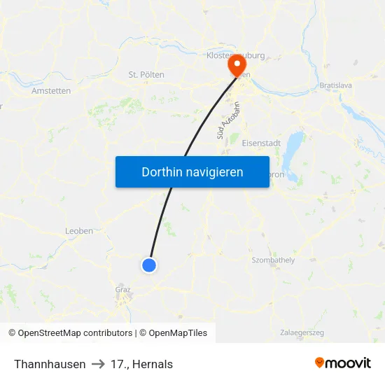 Thannhausen to 17., Hernals map