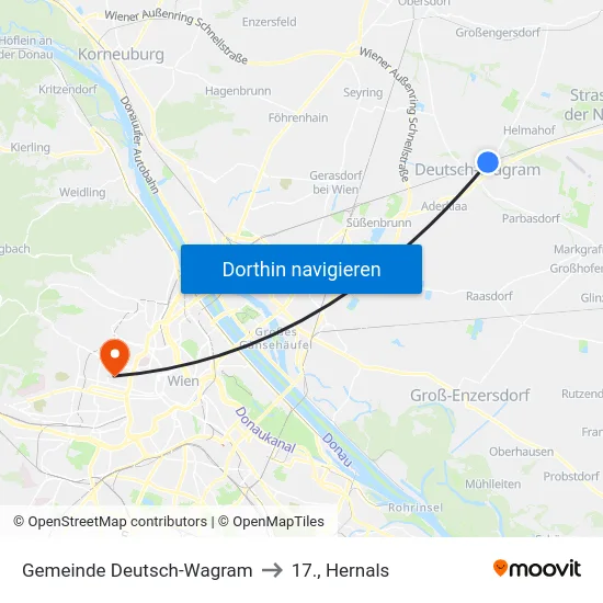 Gemeinde Deutsch-Wagram to 17., Hernals map