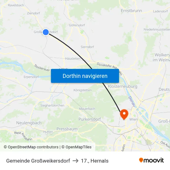 Gemeinde Großweikersdorf to 17., Hernals map