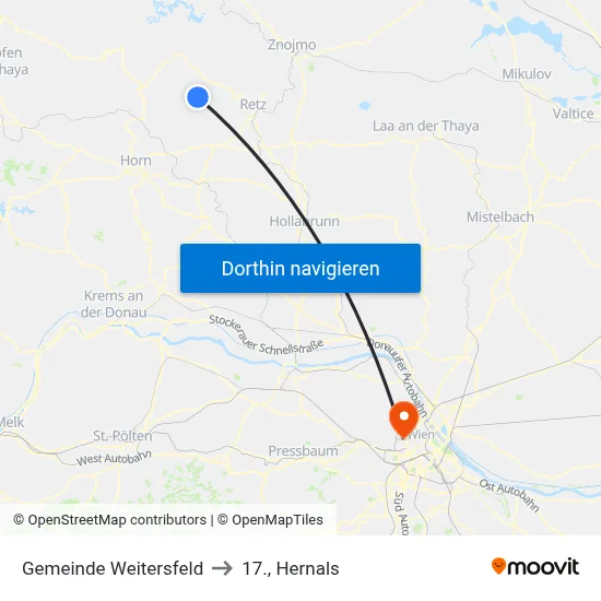 Gemeinde Weitersfeld to 17., Hernals map