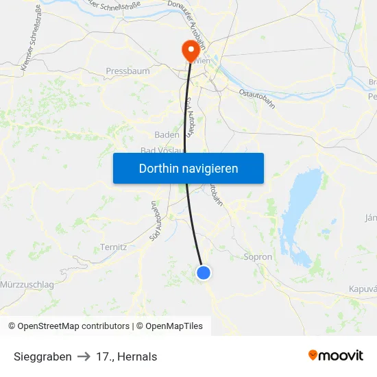 Sieggraben to 17., Hernals map