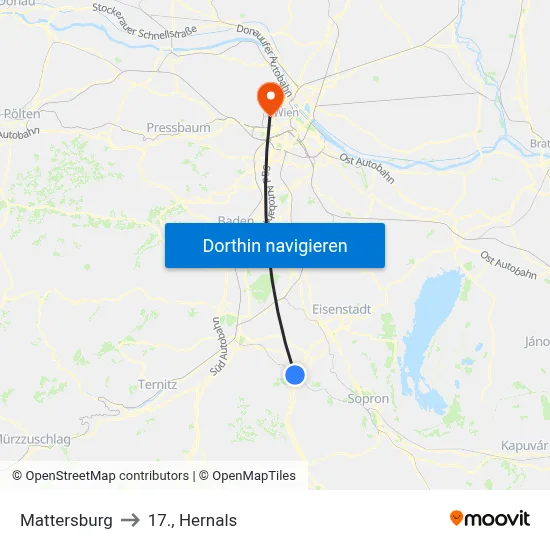 Mattersburg to 17., Hernals map
