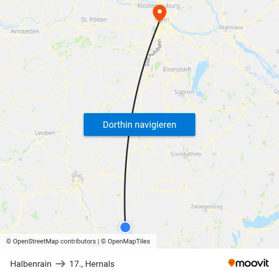Halbenrain to 17., Hernals map