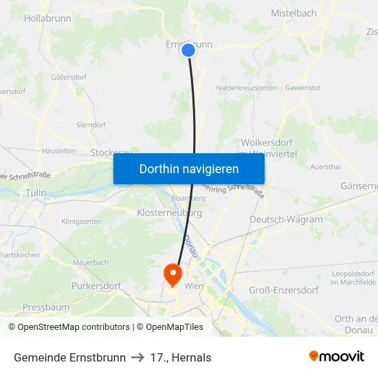 Gemeinde Ernstbrunn to 17., Hernals map