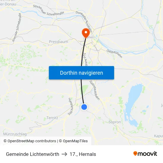 Gemeinde Lichtenwörth to 17., Hernals map