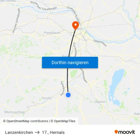 Lanzenkirchen to 17., Hernals map