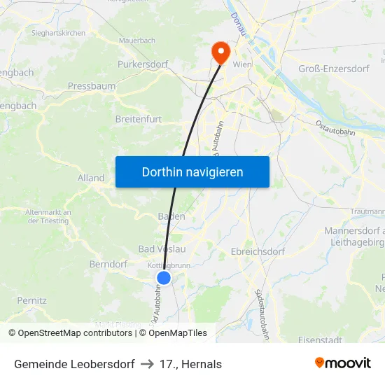 Gemeinde Leobersdorf to 17., Hernals map