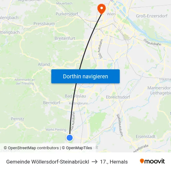 Gemeinde Wöllersdorf-Steinabrückl to 17., Hernals map