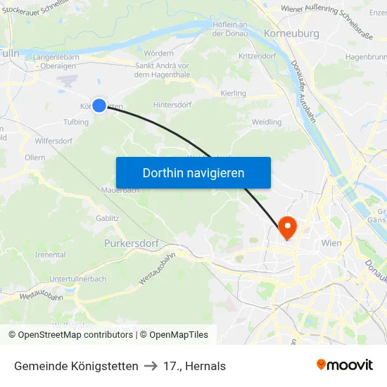 Gemeinde Königstetten to 17., Hernals map