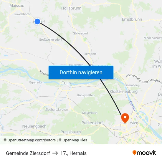 Gemeinde Ziersdorf to 17., Hernals map